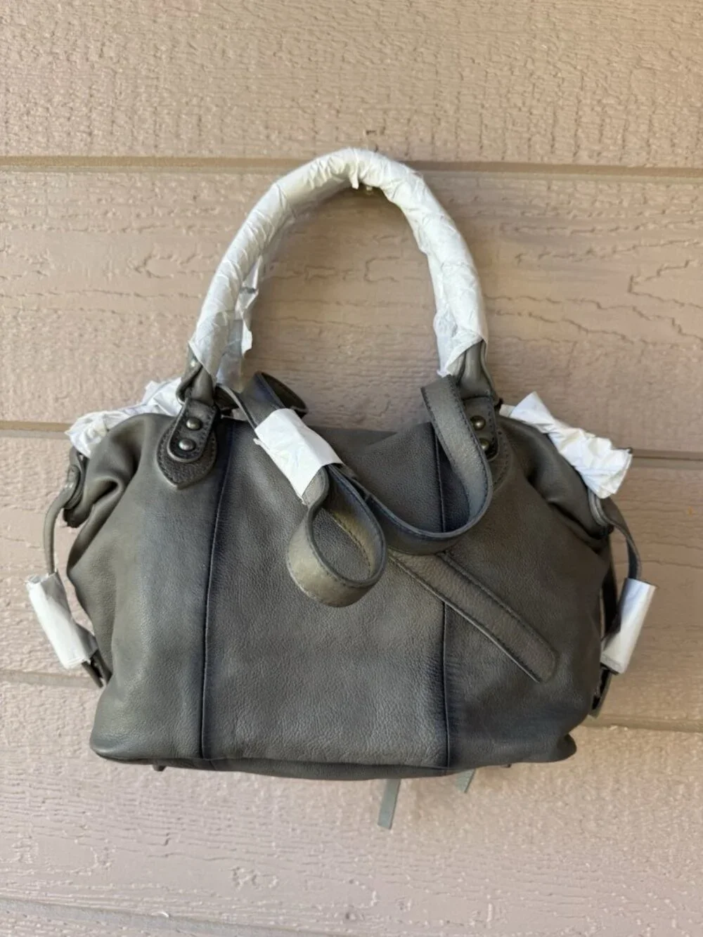 Free People We The Free Baby Emerson Gray Leather Satchel Crossbody Bag - Picture 4 of 12